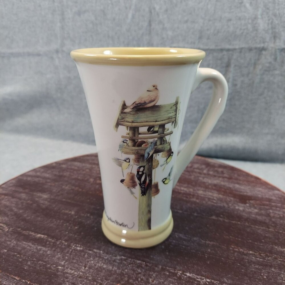 Birdhouse Design Ceramic Mug With Handle By Marjolein Bastin 12 Oz Cream  Yellow